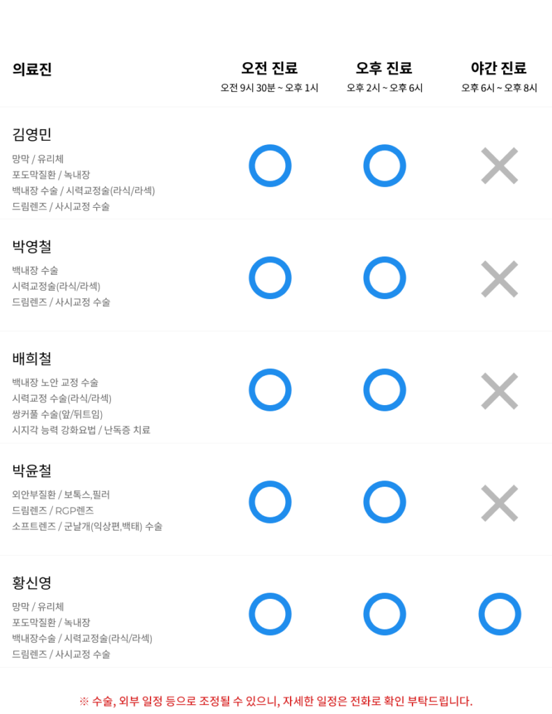 진료안내-월요일